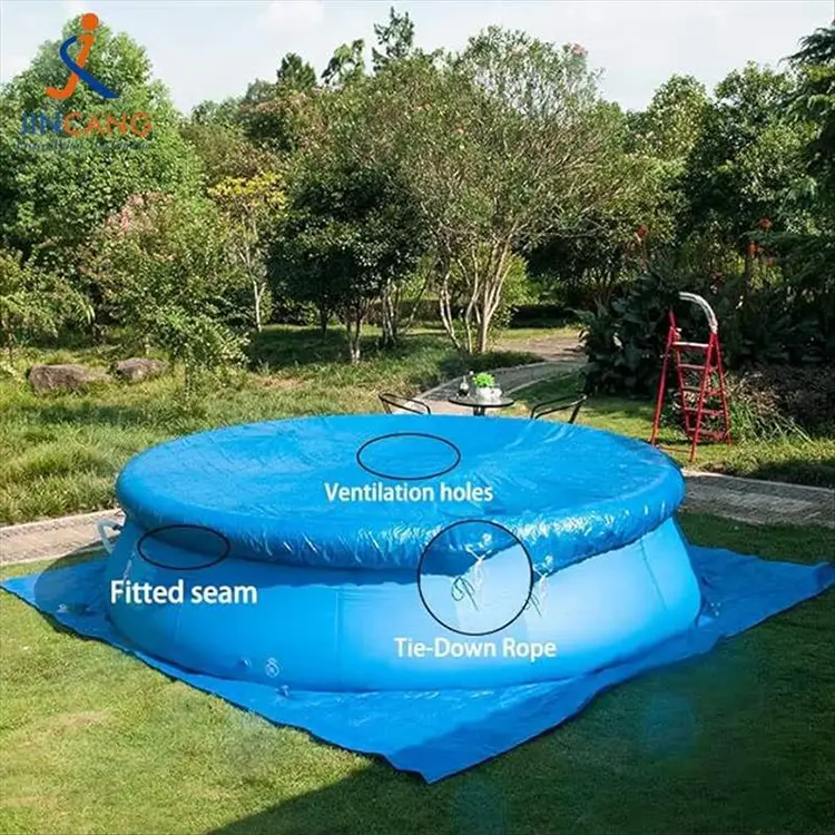 Cubierta de piscina sobre el suelo